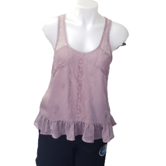 BOGO FREE-PARAPHRASE Mauve Frilly Tank Blouse PS - Picture 6 of 7